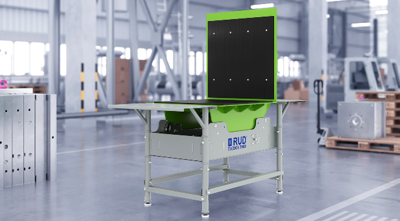 RUD TECDOS TMB RUD Mold Handling Solutions / Werkzeughandling: Schnelles Wenden mit der RUD TECDOS TMB Werkbank mit Wendetisch.